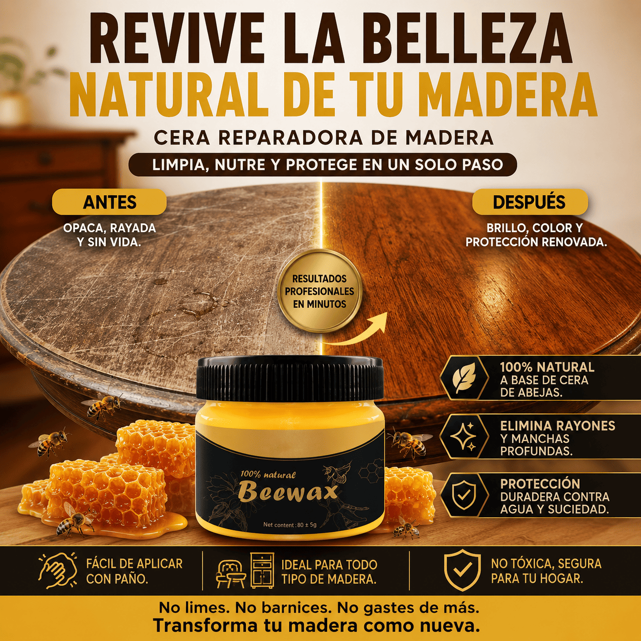Cera Premium Reparadora de Madera